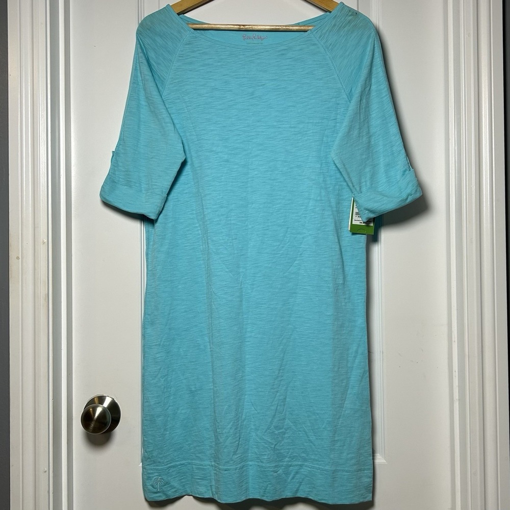 Lilly Pulitzer Shorley Blue 100% Pima Cotton 3/4 Sleeve Camie T-Shirt‎ Dress